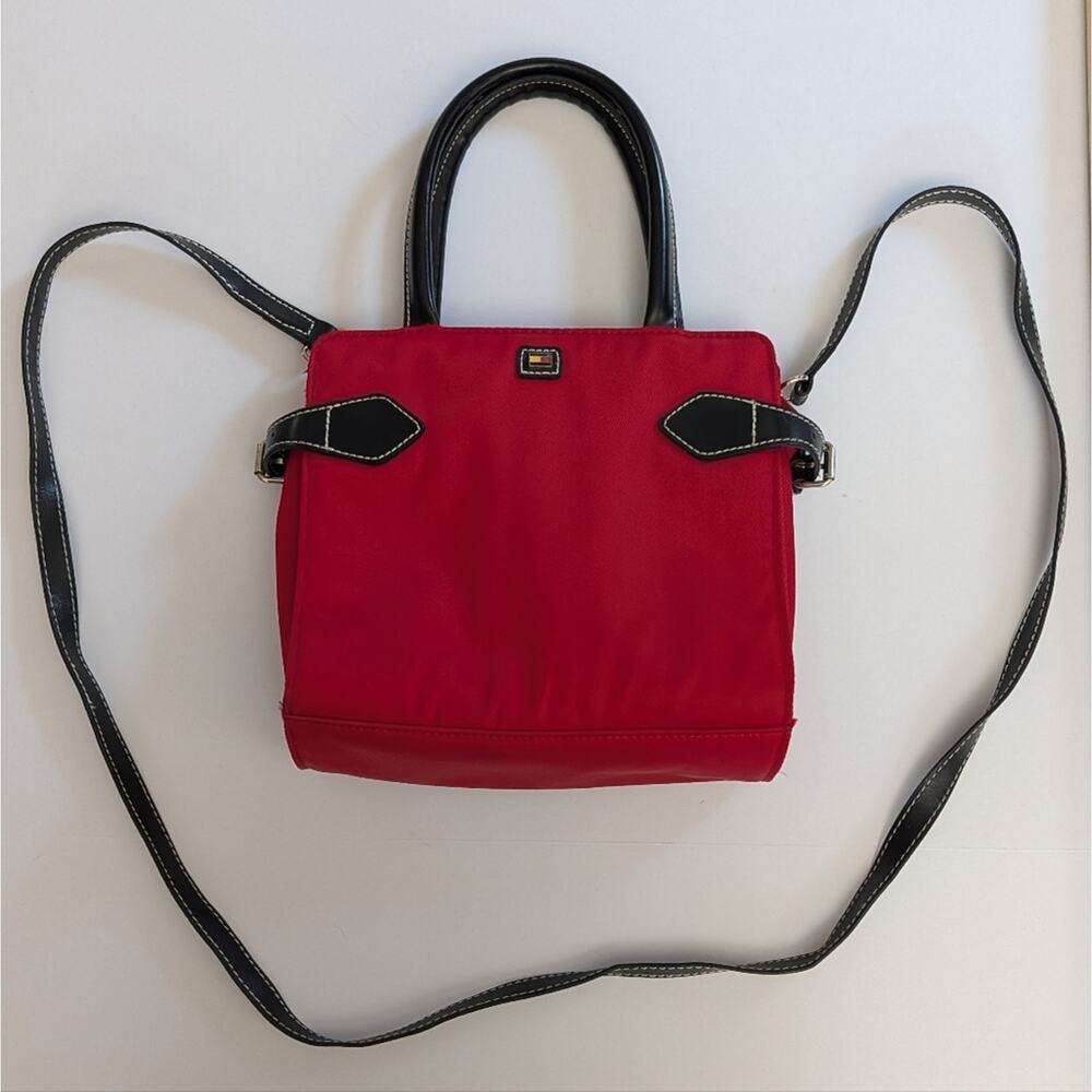 Retro Y2K Tommy Hilfiger Mini Crossbody Handbag Red Nylon Purse